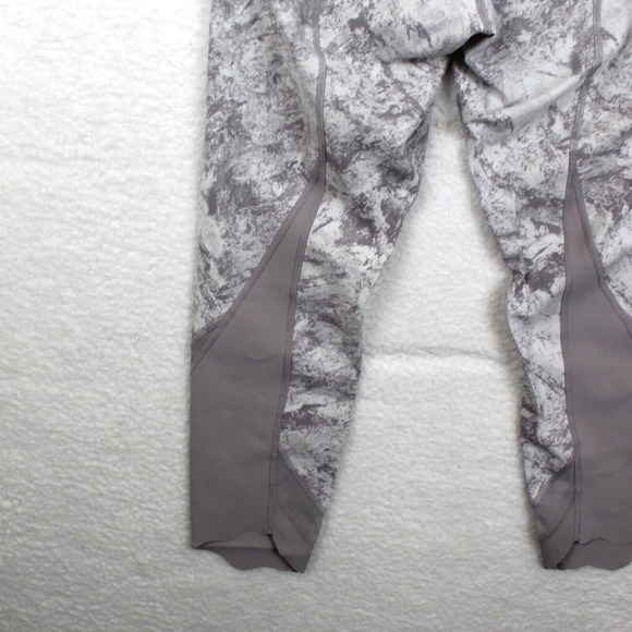 Lululemon Wunder Under Leggings Womens 8 Gray High Rise Crop Mesh Scallop - Picture 5 of 6